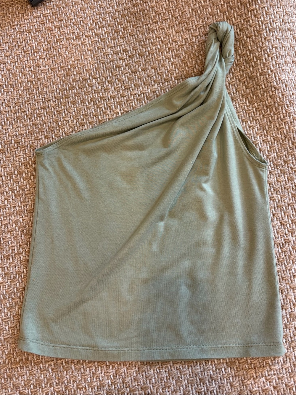 One-Shoulder Knot Tank Top - Olive Green reformation brand